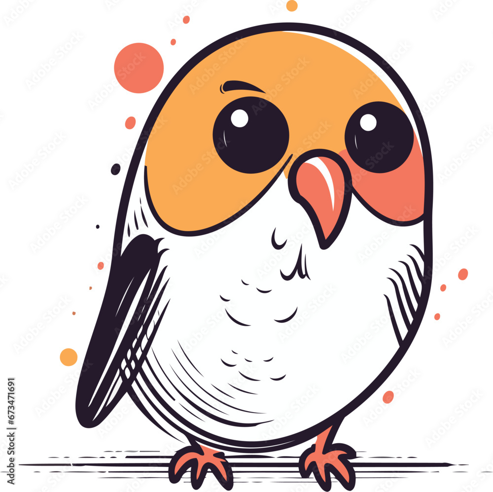 Fototapeta premium Cute cartoon bird. Vector illustration. Isolated on white background.