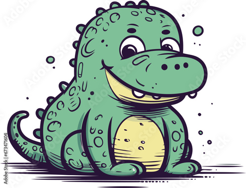 Cute cartoon crocodile. Vector illustration isolated on white background.