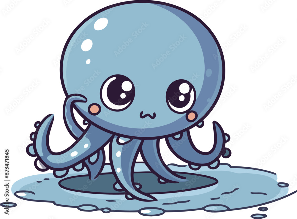 Cute cartoon octopus. Vector illustration isolated on white background. Cute cartoon octopus. Vector illustration isolated on white background.