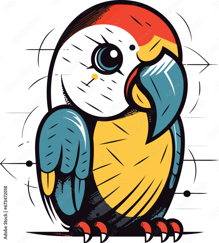 Cute parrot. Hand drawn vector illustration. Isolated on white background. Cute parrot. Hand drawn vector illustration. Isolated on white background.