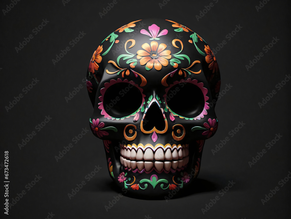 A Skull With Colorful Flowers On It A Skull With Colorful Flowers On It
