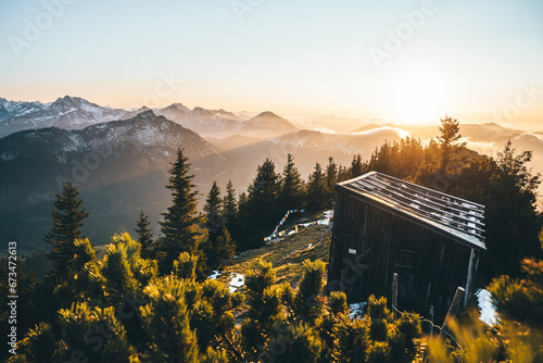 sunset in the mountains photo