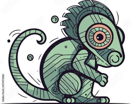 Vector illustration of an iguana in the style of a doodle.