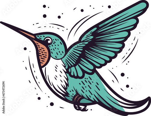 Hummingbird. Hand drawn vector illustration. Isolated on white background. © Ehtisham