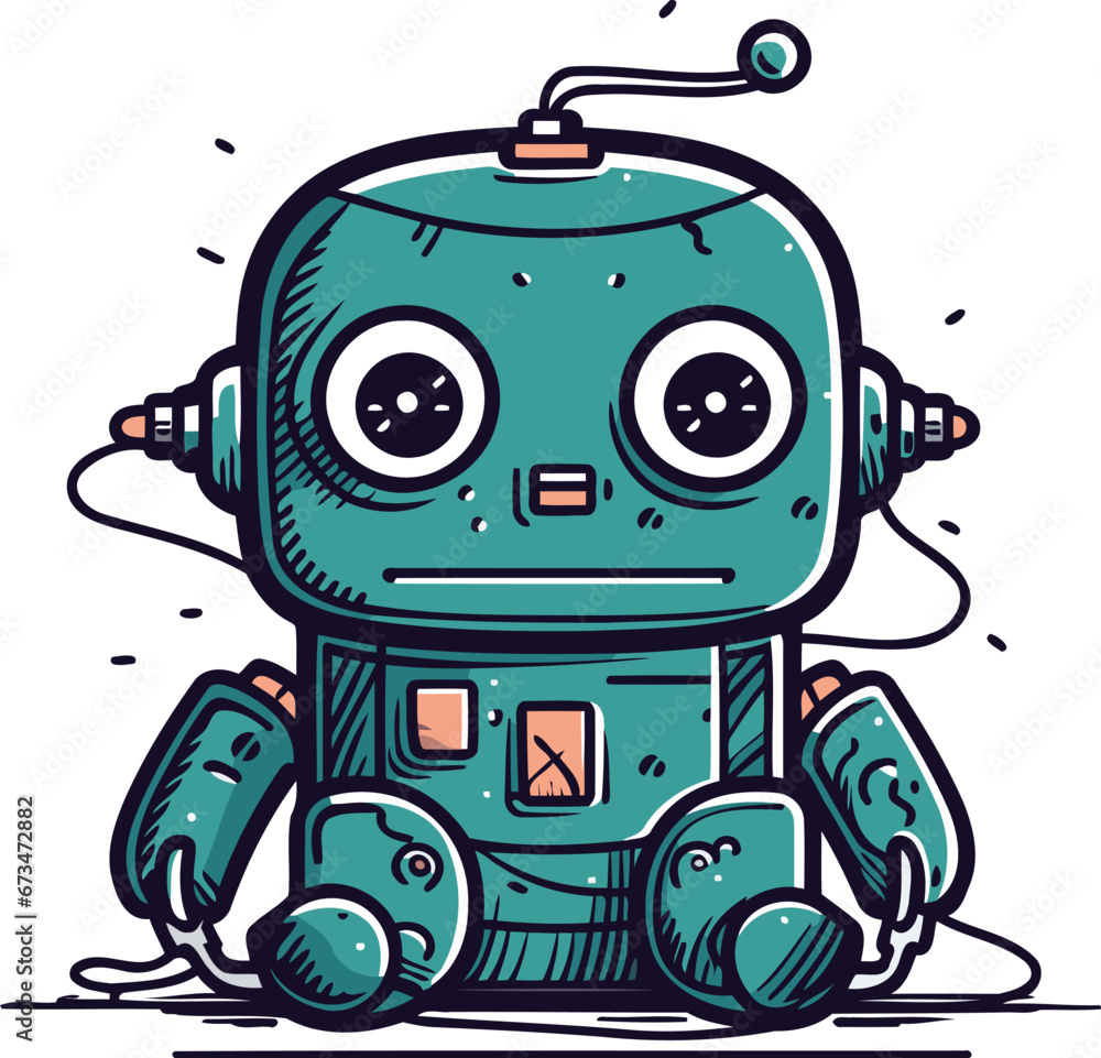 Cute cartoon robot. Vector illustration of a cute robot. Cartoon robot. Cute cartoon robot. Vector illustration of a cute robot. Cartoon robot.