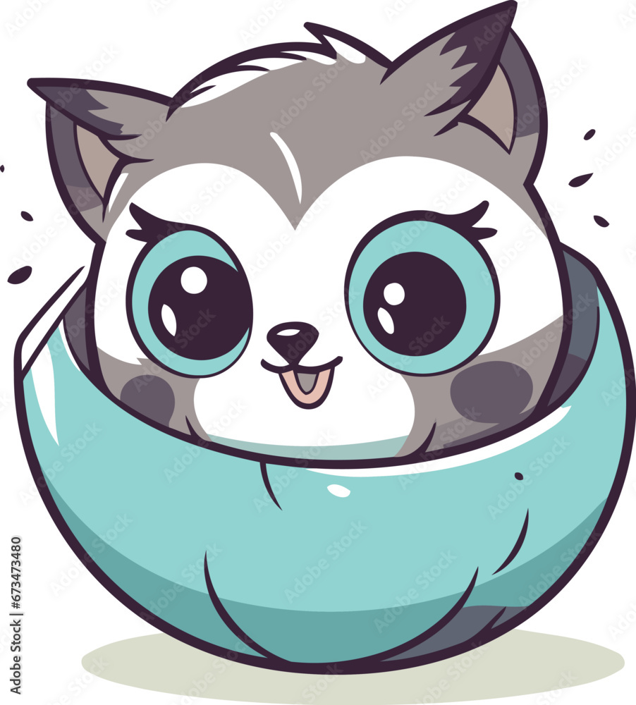 Cute cat peeking out of a blue egg. Vector illustration Cute cat peeking out of a blue egg. Vector illustration