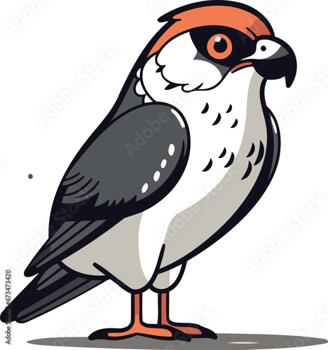 Red necked falcon in cartoon style. Vector illustration.