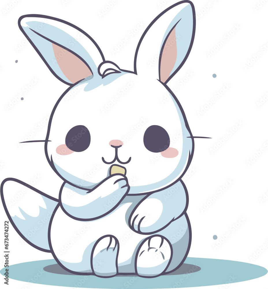 Cute cartoon rabbit isolated on a white background. Vector illustration.