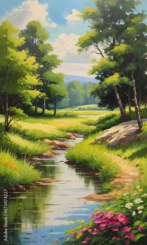 Summer Landscape Painting.