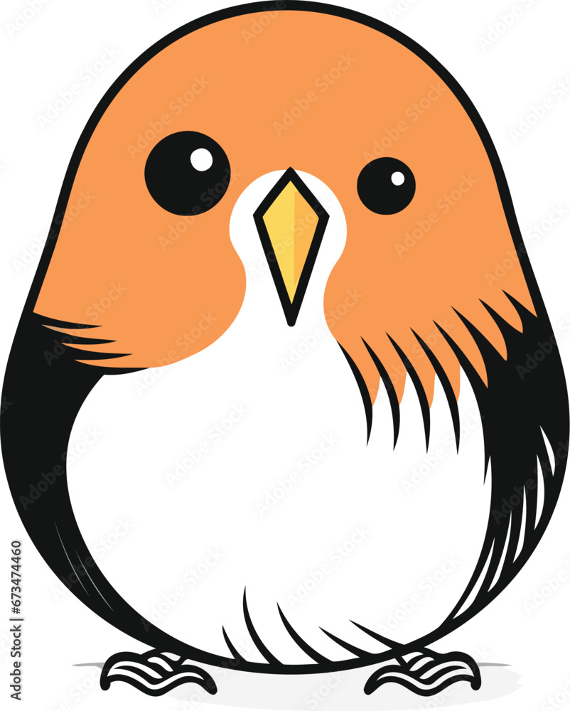 Cute black and orange bird isolated on white background. Vector illustration. Cute black and orange bird isolated on white background. Vector illustration.