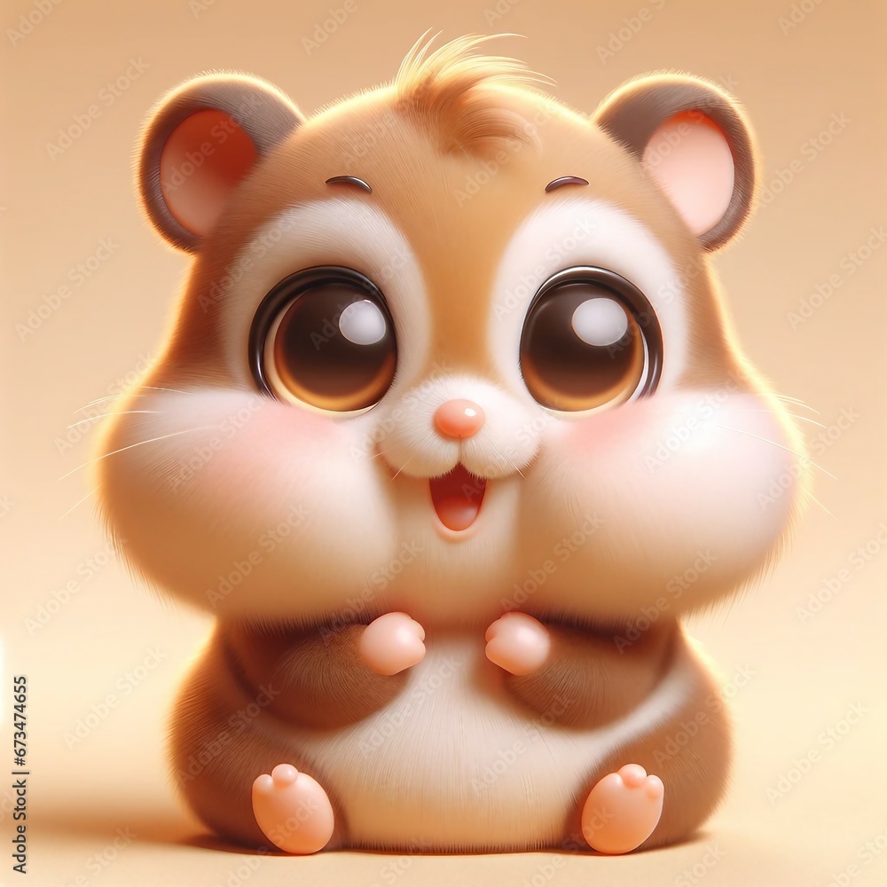 A 3D toon-style image of a cute hamster A 3D toon-style image of a cute hamster