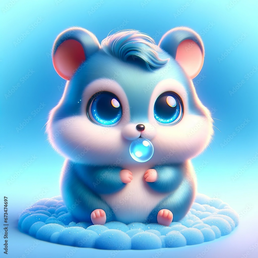 A 3D toon-style image of a cute hamster