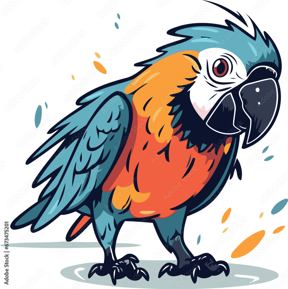 Obraz premium Parrot vector illustration. Isolated parrot on white background.