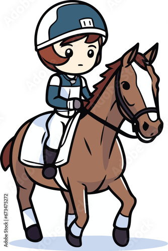 Horse riding and jockey. Vector illustration in cartoon style.