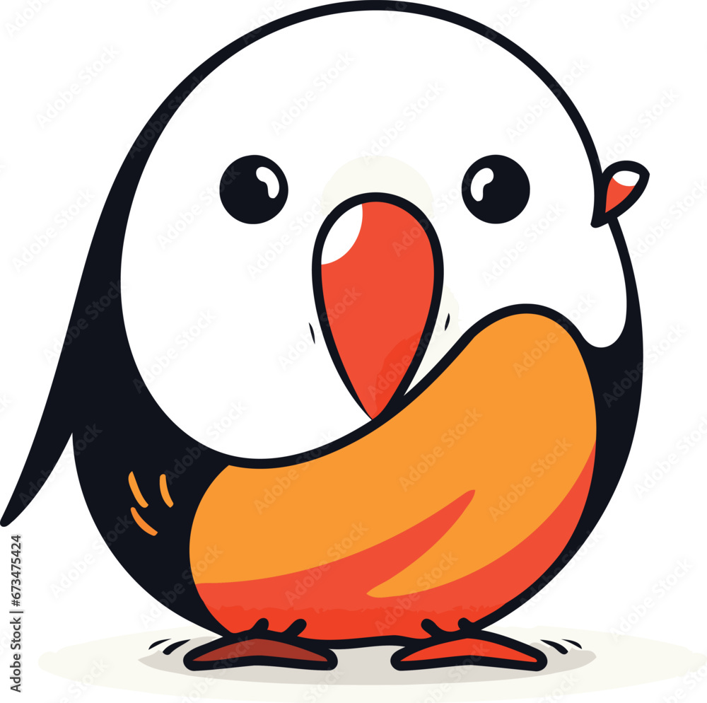 Fototapeta premium Cute cartoon penguin. Vector illustration isolated on white background.