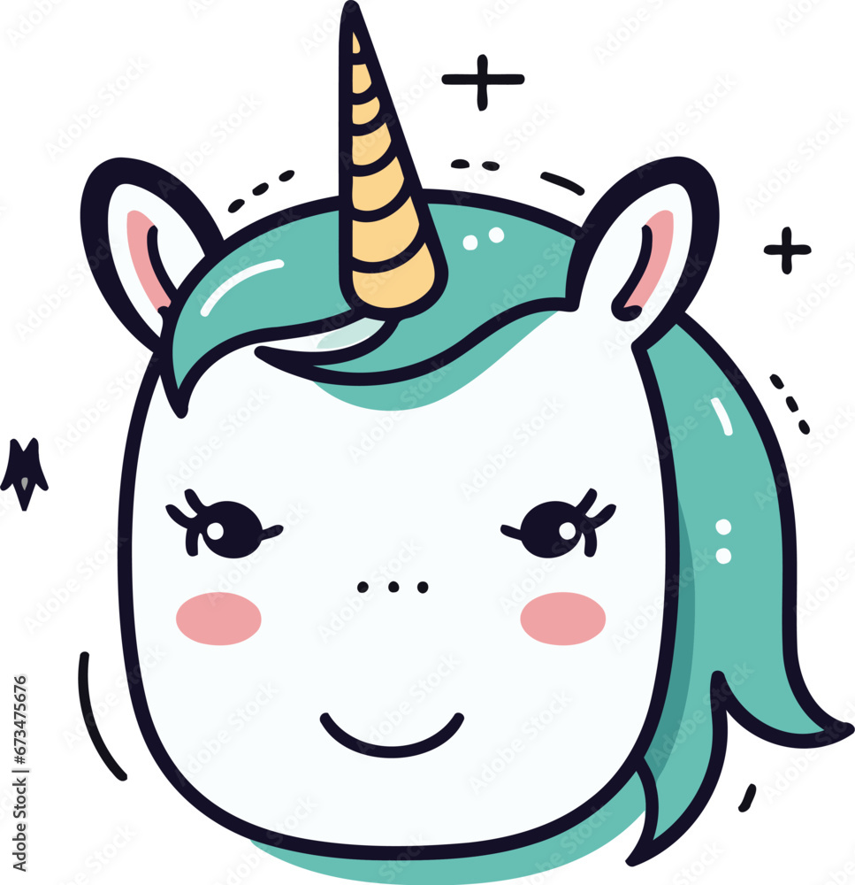 cute unicorn head kawaii character vector illustration designicon. cute unicorn head kawaii character vector illustration designicon.
