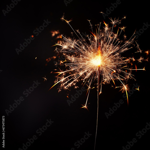 Burning sparkler on dark background