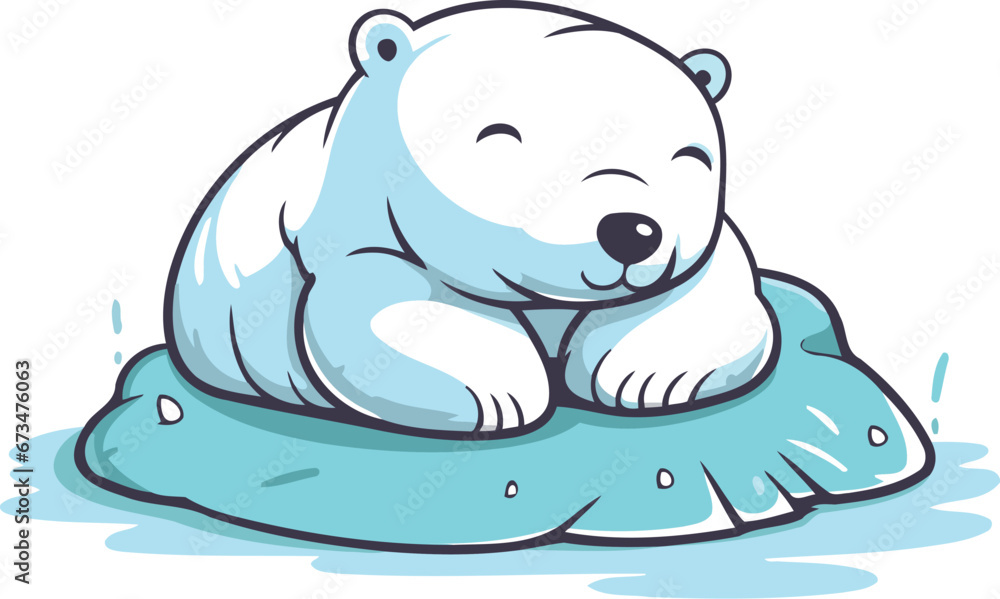 Polar bear sleeping on an ice floe. Vector illustration. Polar bear sleeping on an ice floe. Vector illustration.