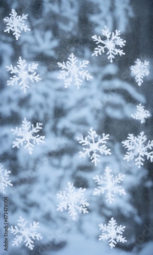 Christmas Snowflakes Adorning A Frozen Window, Under Street Lights. © Pixel Matrix