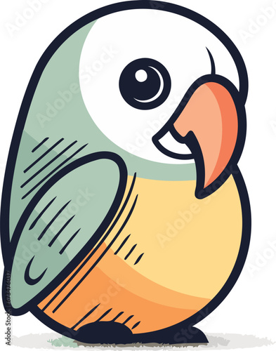 Cute cartoon parrot. Vector illustration isolated on white background.