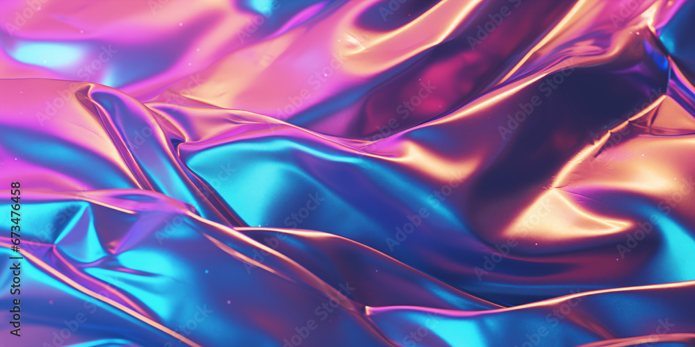 Obraz premium Futuristic Holographic Foil Background with Rainbow Colors and Chrome Shine.