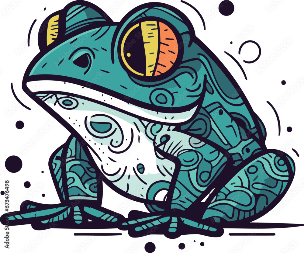 Frog. Hand drawn vector illustration. Isolated on white background.