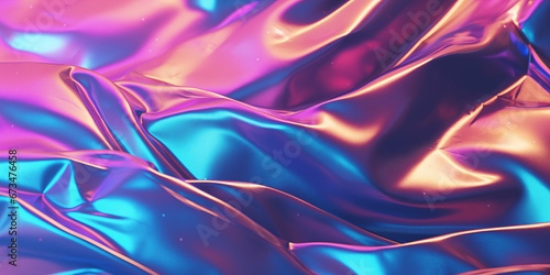 Futuristic Holographic Foil Background with Rainbow Colors and Chrome Shine.