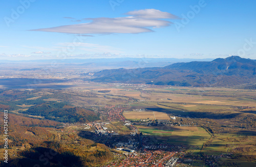 Autumn alpine landscape from Piatra Craiului Mountains, Romania, Europe