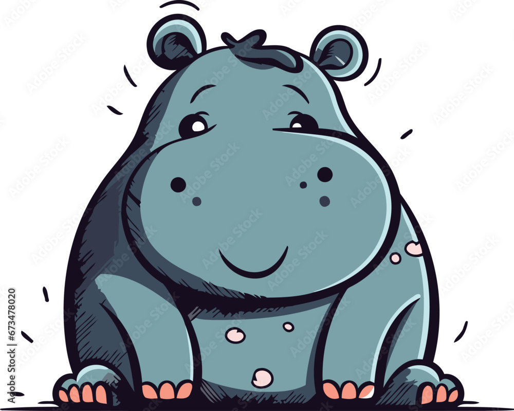 Hippo. Vector illustration of a cute cartoon hippo. Hippo. Vector illustration of a cute cartoon hippo.