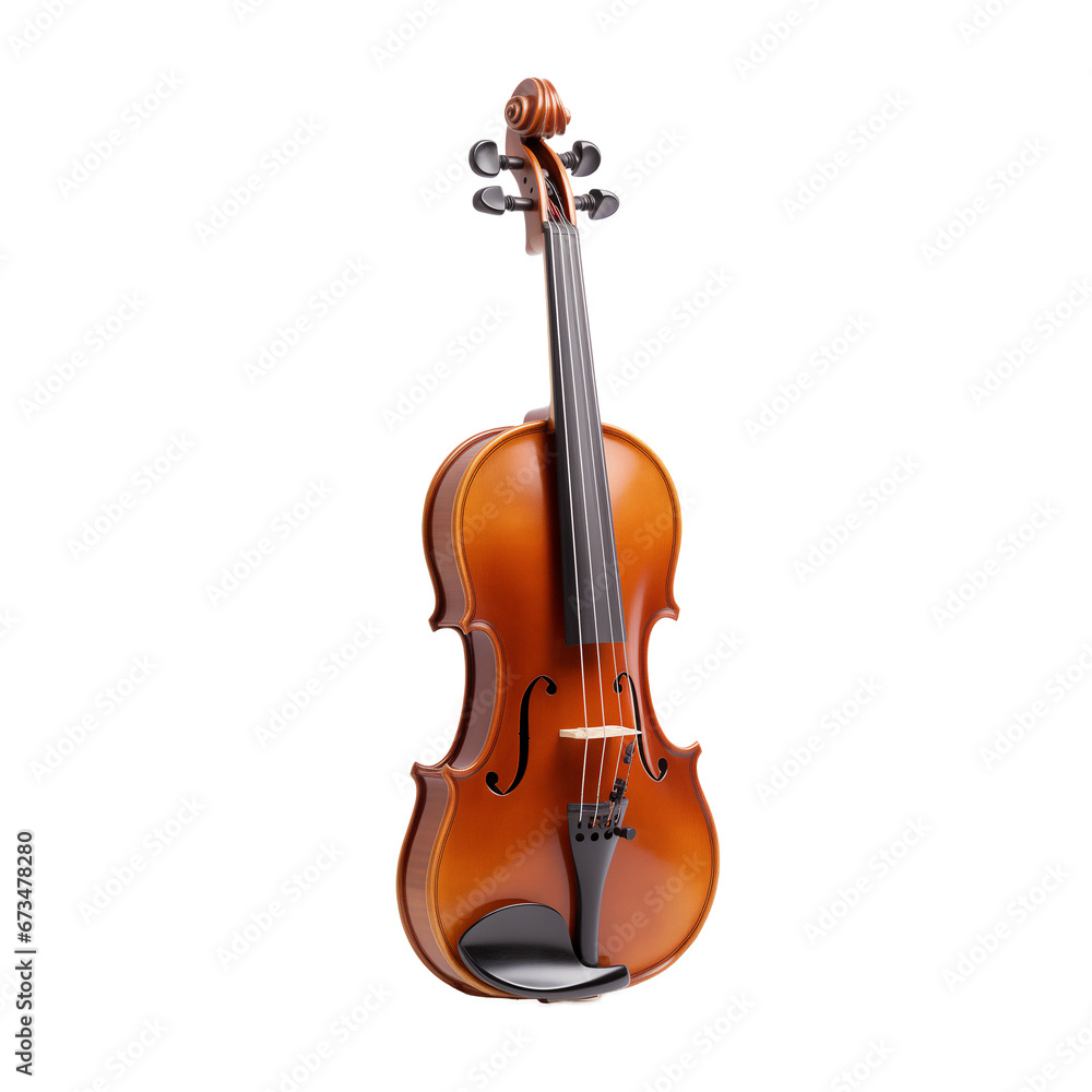 Fototapeta premium Fiddle Violin music instrument, isolated on transparent png. Ai generative.