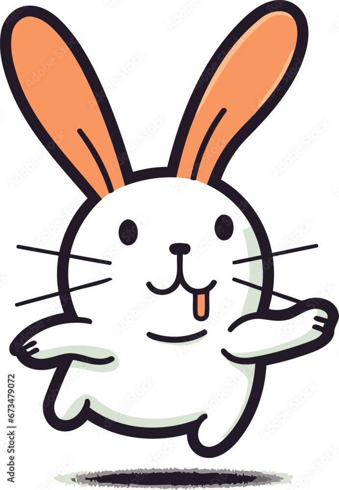 Cute white rabbit running on a white background. Vector illustration. Cute white rabbit running on a white background. Vector illustration.