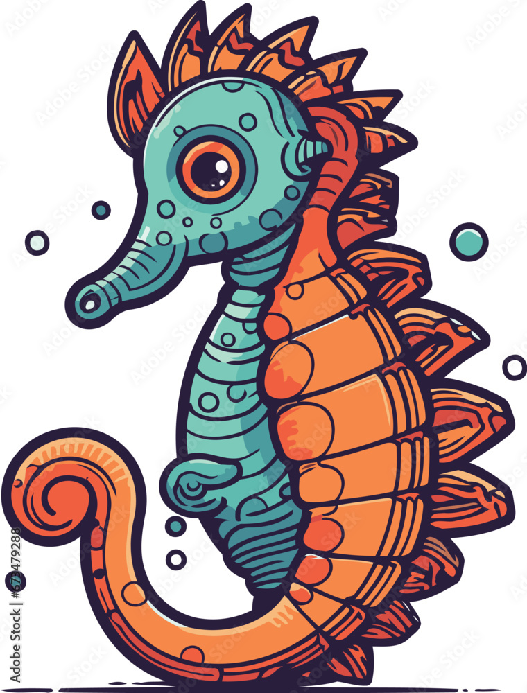 Seahorse. Hand drawn vector illustration. Isolated on white background. Seahorse. Hand drawn vector illustration. Isolated on white background.