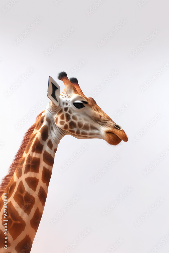 Obraz premium Giraffe isolated on light background. High quality photo