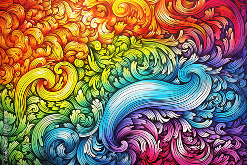 Psychedelic fractal patterns in bright colors