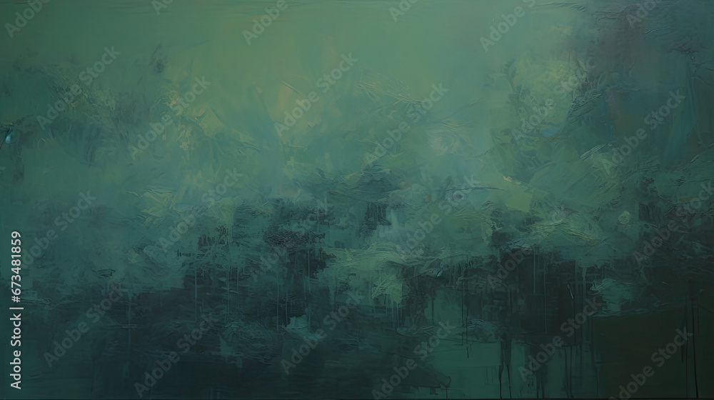 an abstract painting of green and black colors. Expressive Jade color oil painting background