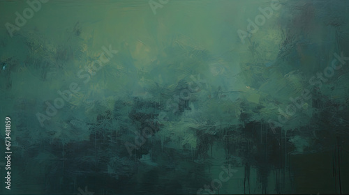 an abstract painting of green and black colors. Expressive Jade color oil painting background © Jyukaruu's Studio
