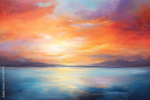 Sunset Horizon Whispers, abstract landscape art, generative ai © Niko