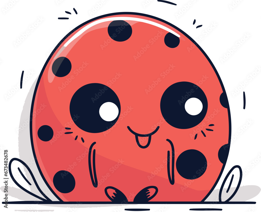 Obraz premium Cute cartoon ladybug character. Vector illustration in doodle style.