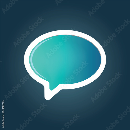 Blue bubble speach icon. Glossy text label vector illustration.