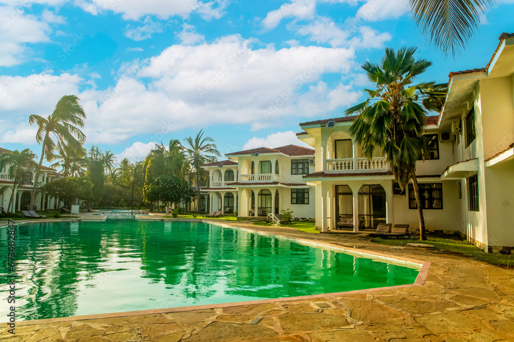 luxury tourist hotel with swimming pool in kenya