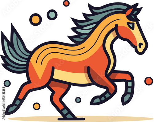 Running horse. Vector illustration in flat style isolated on white background.
