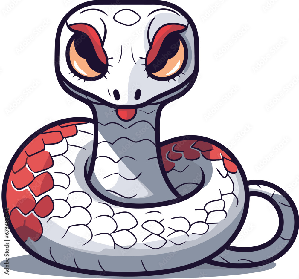 Fototapeta premium Cute cartoon snake. Vector illustration isolated on a white background.