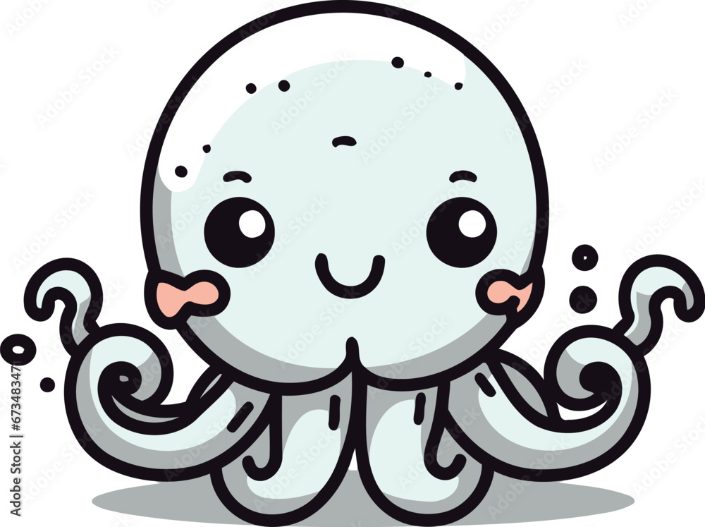 Cute Cartoon Octopus Character Vector Illustration. Isolated On White Background Cute Cartoon Octopus Character Vector Illustration. Isolated On White Background