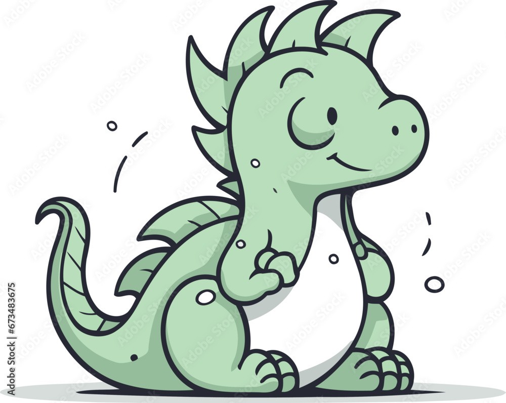 Cute cartoon dinosaur. Vector illustration on a white background. Cartoon style. Cute cartoon dinosaur. Vector illustration on a white background. Cartoon style.