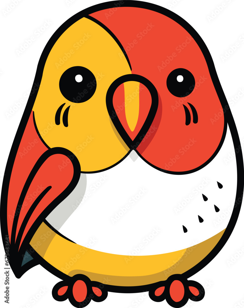 Fototapeta premium Cute cartoon parrot isolated on white background. Vector illustration.