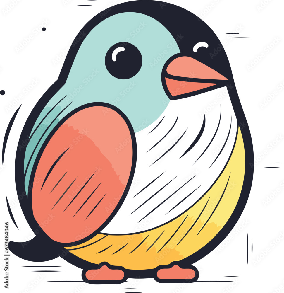Cute cartoon penguin. Vector illustration. Isolated on white background. Cute cartoon penguin. Vector illustration. Isolated on white background.