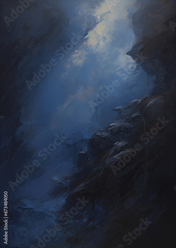 Expressive Blue oil painting background