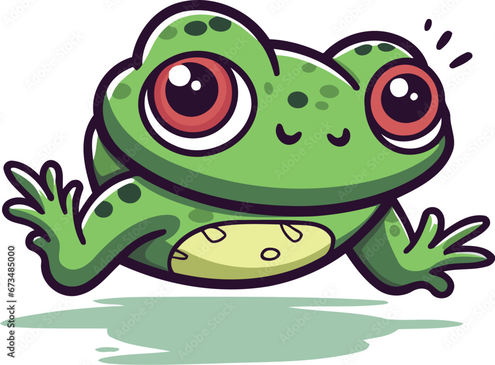 Fototapeta premium Frog cartoon. Vector illustration isolated on white background. Funny cartoon frog.