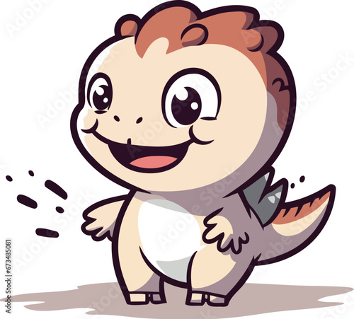 Cute cartoon dinosaur. Vector illustration isolated on a white background.
