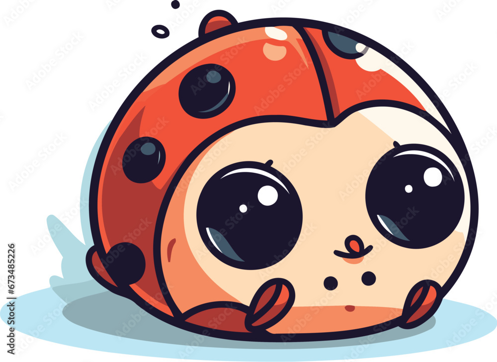 Naklejka premium Cute cartoon ladybug isolated on white background. Vector illustration.